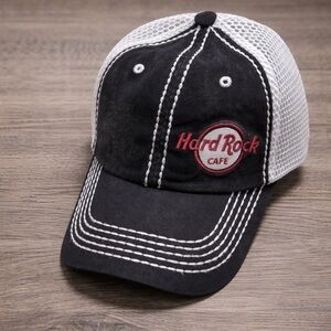 NEW Hard Rock Cafe Trucker Hat Black & White Mesh Adjustable Cap